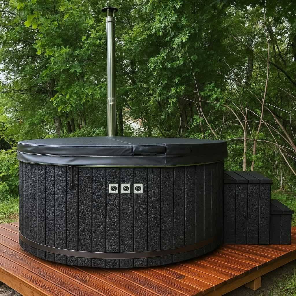 Ogród domowy z balami drewnianymi