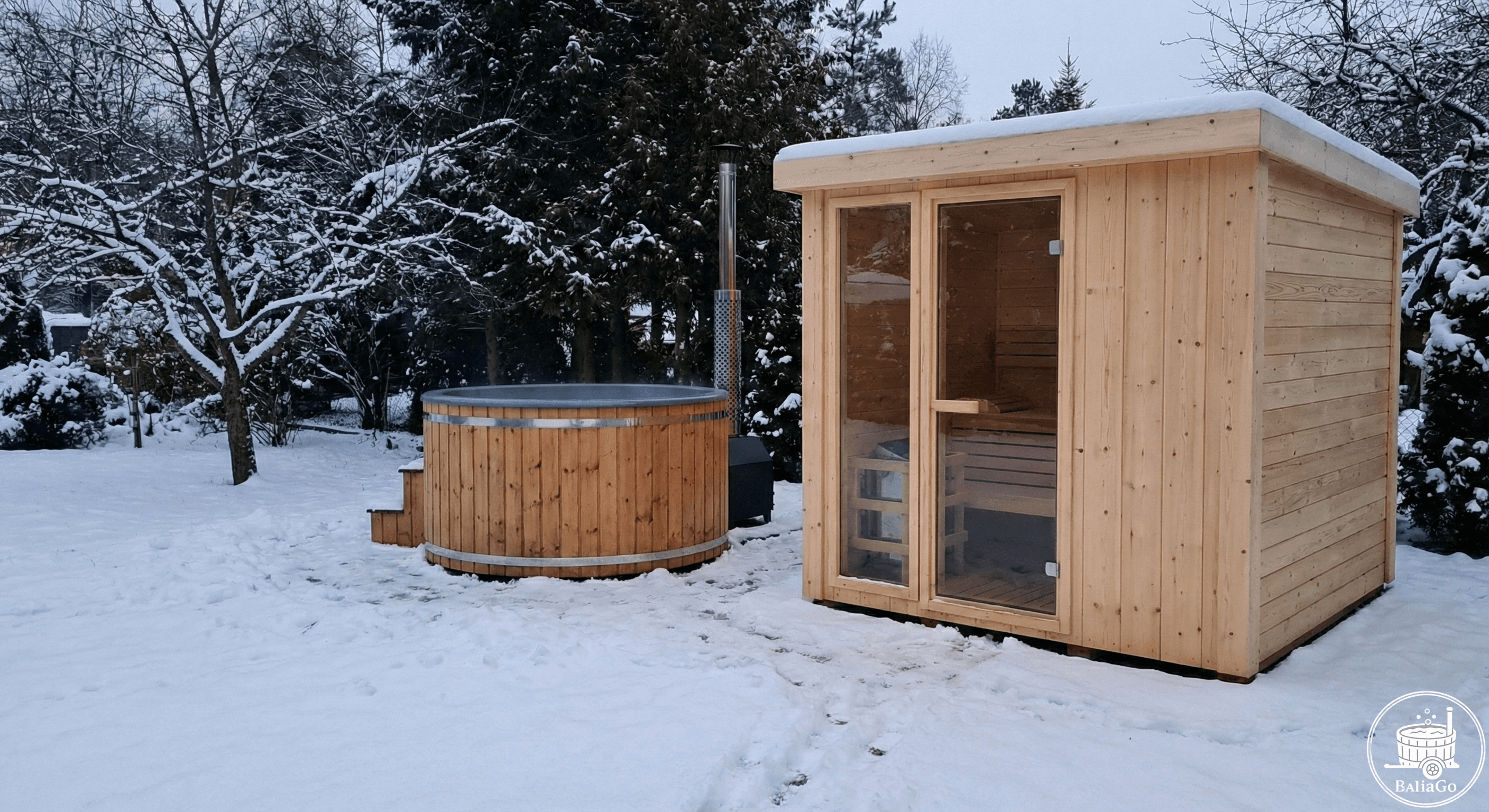 Sauna ogrodowa z balią - widok główny
